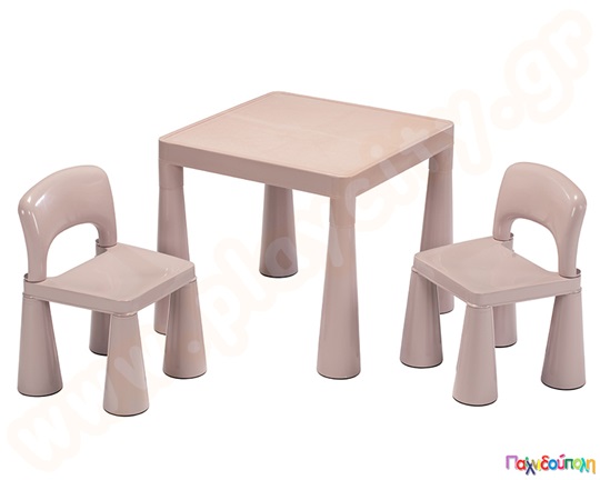 Σετ κλασσικό παιδικό πλαστικό τραπέζι με 2 καρέκλες Παλ Ροζ