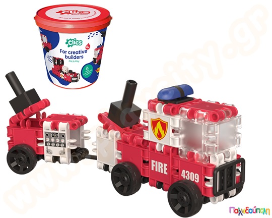 Κατασκευαστικό Σετ Πυροσβεστική Clics (κουβάς με 127 τεμάχια)