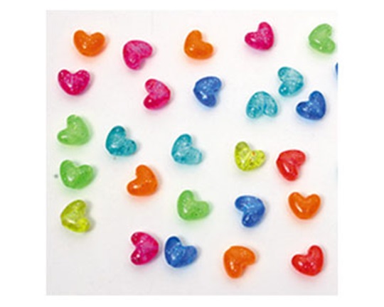 Διαφανείς χάντρες καρδούλες με χρυσόσκονη