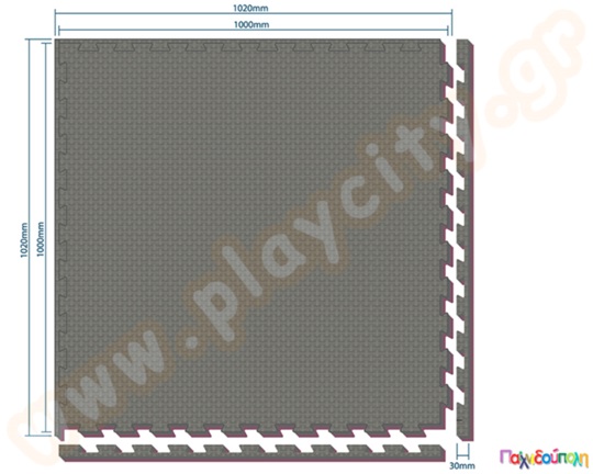 Δάπεδο ασφαλείας EVA σκούρο ανθρακί - ροζ εσωτερικού χώρου - Tatami