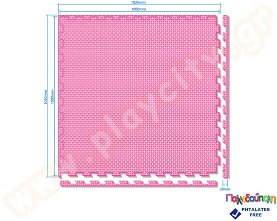 Δάπεδο ασφαλείας EVA σκούρο ανθρακί - ροζ εσωτερικού χώρου - Tatami