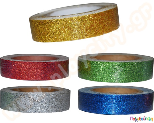 Αυτοκόλλητη ταινία glitter σε 5 χρώματα 1,5 εκ. / 2 μ.