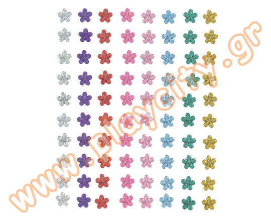 Αυτοκόλλητα πέρλες λουλούδια (6) mm σετ 80 τεμαχίων