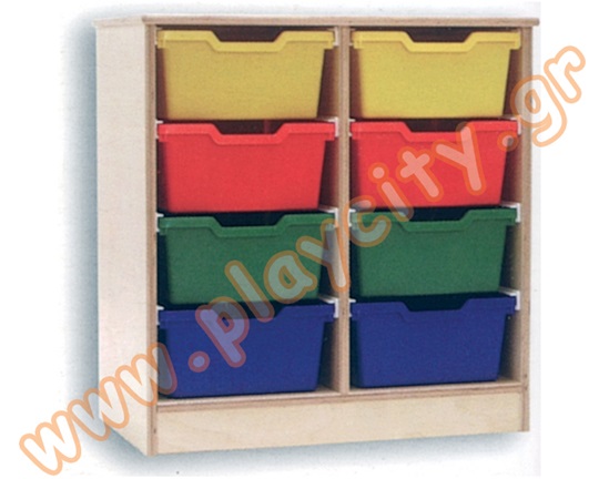 Παιχνιδοθήκη με 8 πολύχρωμα συρτάρια σε φυσικό χρώμα