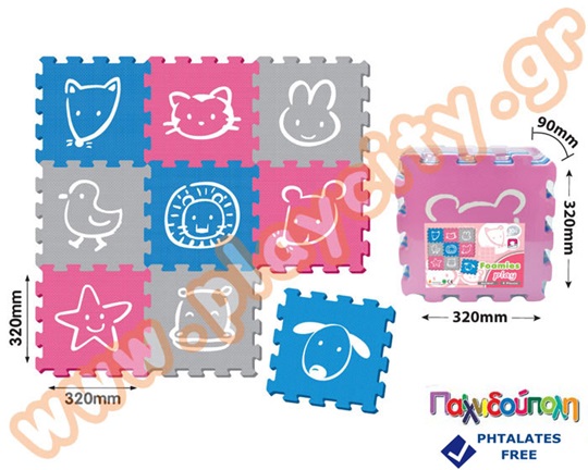 Ελαστικές πλάκες EVA με φατσούλες σε απαλά χρώματα