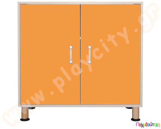 Ντουλάπα με πόρτες και δύο ράφια πορτοκαλί χρώμα