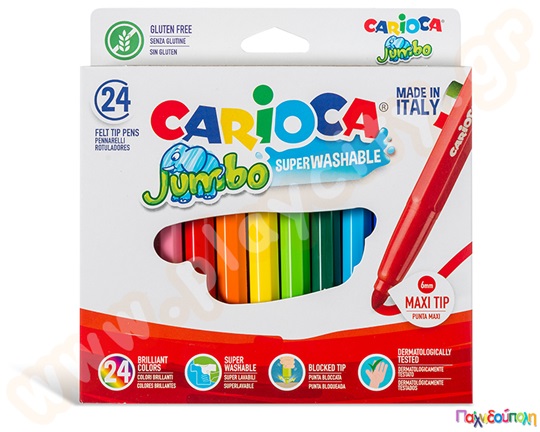 Μαρκαδόροι παιδικοί χοντροί Jumbo CARIOCA 24 τεμαχίων