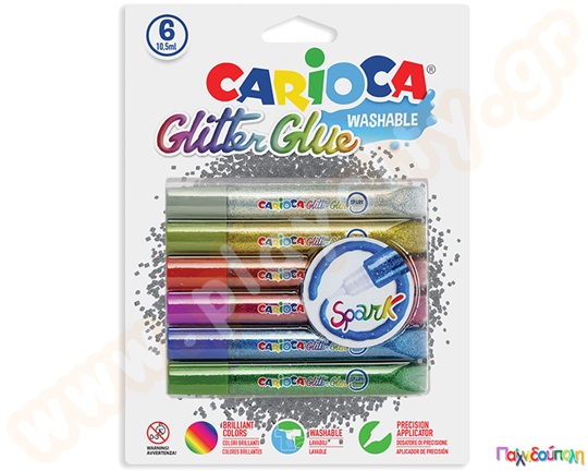 Χρυσόσκονη με κόλλα Glitter CARIOCA 6 τεμαχίων