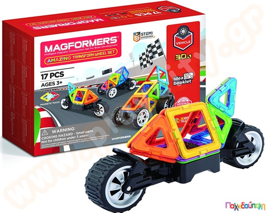 Μαγνητικά τουβλάκια κατασκευών MagFormers Amazing Transform Wheel 17 τεμαχίων