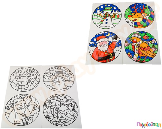 Διακοσμητικά για παράθυρα, Χριστούγεννα σετ 4 τμχ.