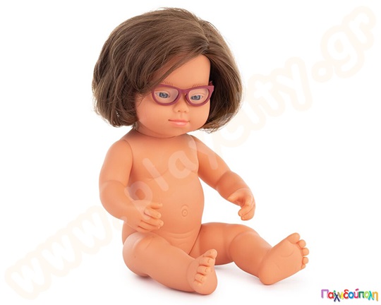 Κούκλα ξεχωριστό κοριτσάκι με γυαλιά 38 εκ.