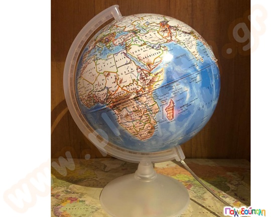 Υδρόγειος σφαίρα λευκή-γεωφυσική και πολιτική όψη Φ 20 εκ.