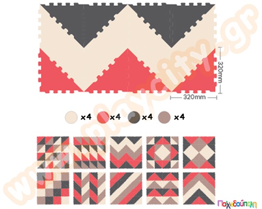 Ελαστικές τριγωνικές πλάκες EVA 4 χρωμάτων Β