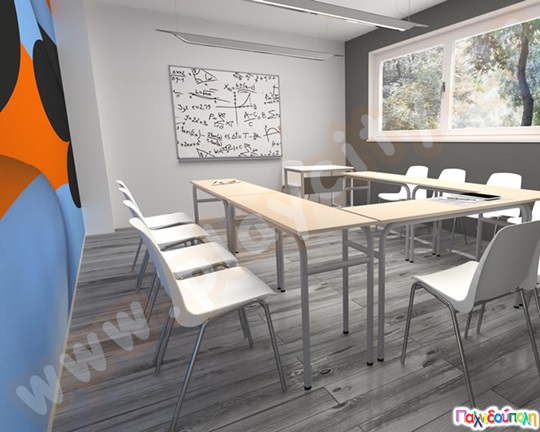 Διθέσιο θρανίο με μεταλλικό σκελετό και σχάρα