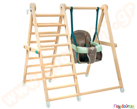 Ξύλινος αναρριχητής με κούνια εσωτερικού χώρου