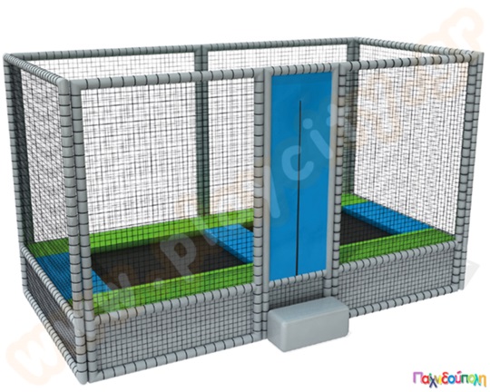 Διπλό τραμπολίνο με δίχτυ προστασίας