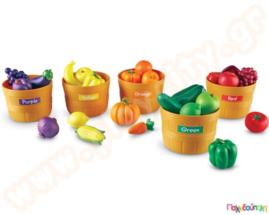 Εκπαιδευτικό παιχνίδι STEM Σετ πλαστικά φρούτα και καλάθια 30 τεμαχίων