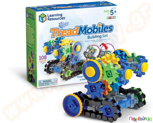 Εκπαιδευτικό Παιχνίδι STEM Gears! Gears! Gears! Κατασκευή ρομπότ με γρανάζια Σετ 108 τεμαχίων Treadmobiles