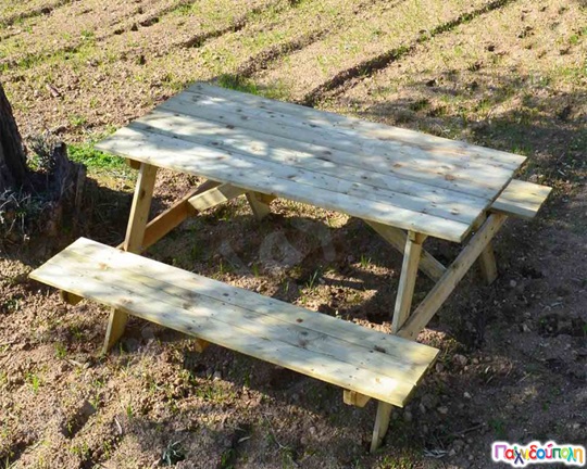 Ξύλινο τραπέζι - πάγκος πικ νικ 150 εκ.