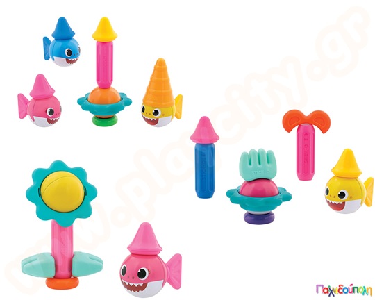 Βρεφικά μαγνητικά τουβλάκια Stick-O Οι φίλοι των Baby shark Σετ 30 τεμάχια