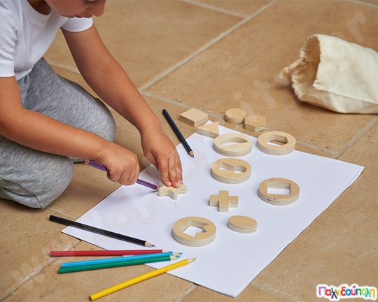 Μέσα κι έξω ξύλινα σχήματα Σετ 14 τεμάχια