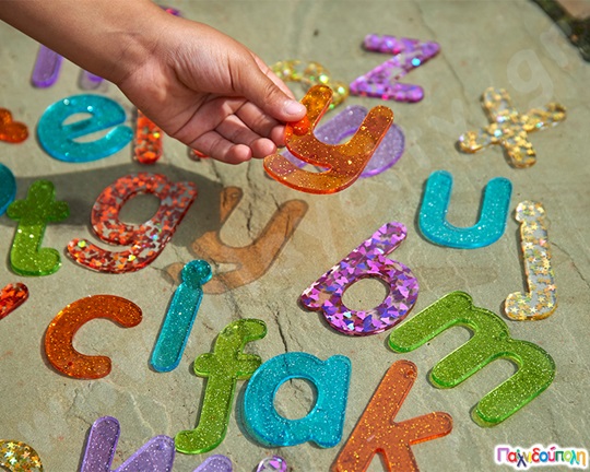 Διαφανή Glitter πεζά γράμματα Σετ 26 τεμάχια