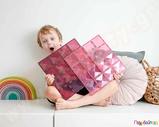 Μαγνητικά τουβλάκια κατασκευών Connetix Βάσεις Παστέλ Ροζ Σετ 2 τεμάχια