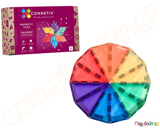 Μαγνητικά τουβλάκια κατασκευών Connetix Geometry Σετ 30 τεμάχια