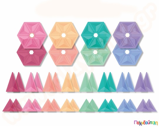 Μαγνητικά τουβλάκια κατασκευών Connetix Pastel Geometry Σετ 40 τεμάχια
