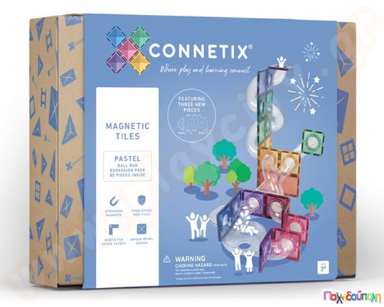 Μαγνητικά τουβλάκια κατασκευών Connetix Pastel Ball Run Expansion Pack Σετ 80 τεμάχια