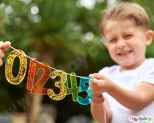 Διαφανείς Glitter αριθμοί Σετ 14 τεμάχια