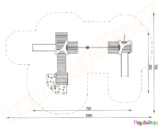 Κέντρο παιδικής χαράς Simon με κρεμαστό σιδηρόδρομο