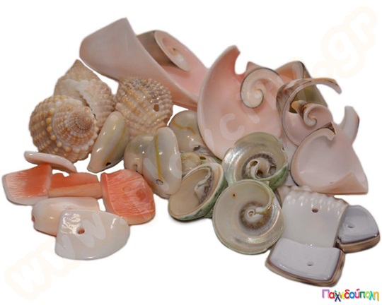 Χάντρες σαλιγκάρια και κοχύλια Σετ 10 διαφ.είδη 50 γρ./είδος