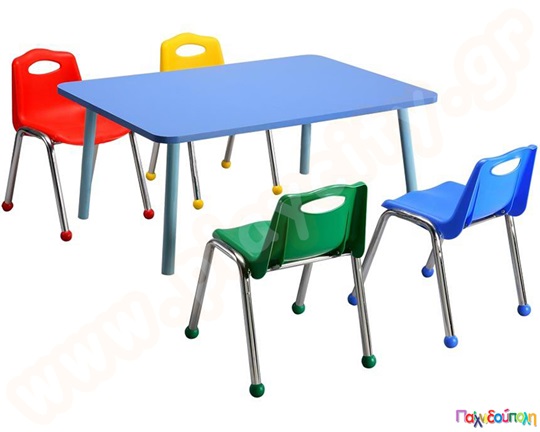 Καρεκλάκι πλαστικό με μεταλλικά πόδια στοιβαζόμενο