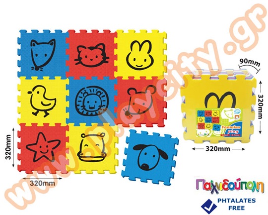 Ελαστικές πλάκες EVA με φατσούλες σε φωτεινά χρώματα