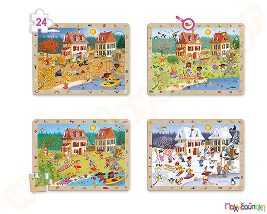 Σετ 4 παζλ παρατηρητικότητας οι 4 εποχές